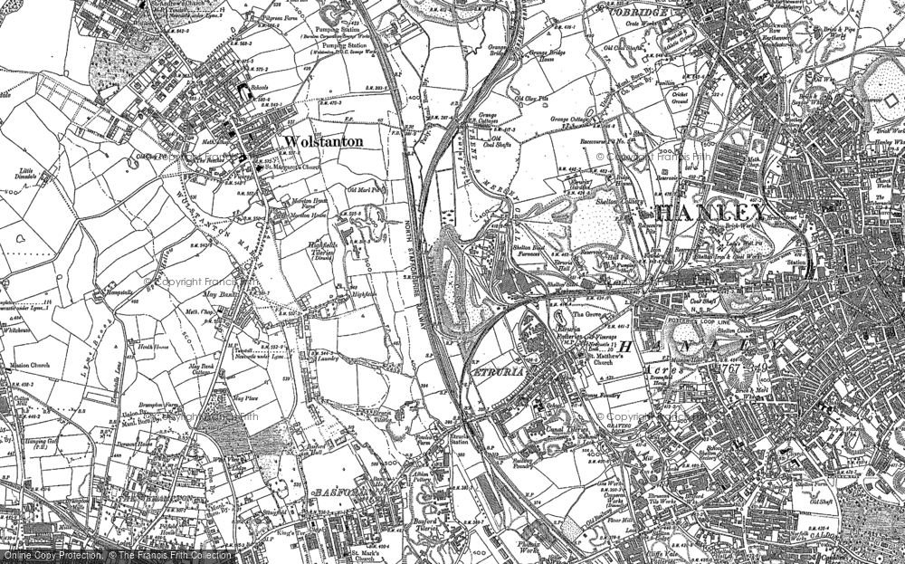 Old Map of Historic Map covering Basford in 1877