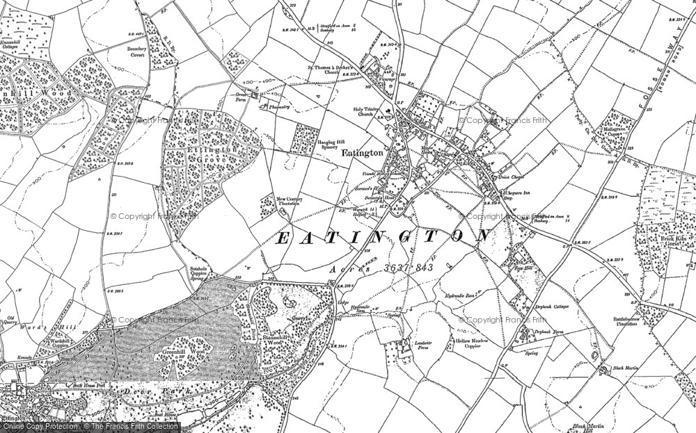 Old Map of Historic Map covering Black Martin Hill in 1885
