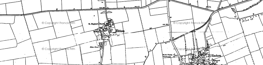 Old map of Etton in 1899