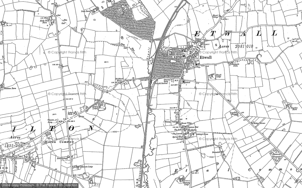 Old Map of Etwall, 1881 in 1881