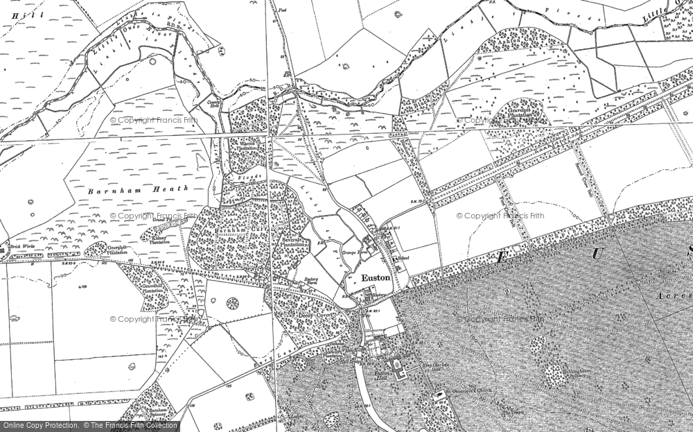 Old Map of Historic Map covering Barnham Carr in 1882