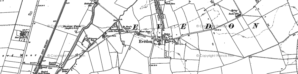 Old map of Evedon in 1887