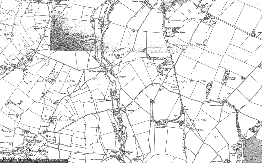 Old Map of Historic Map covering Brimstree Hill in 1881