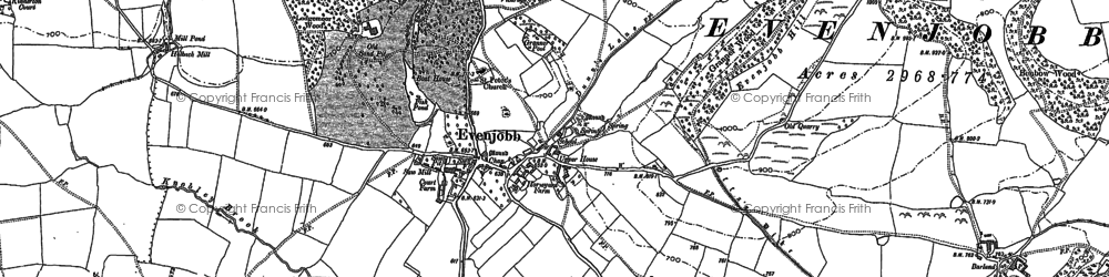 Old map of Evenjobb in 1902