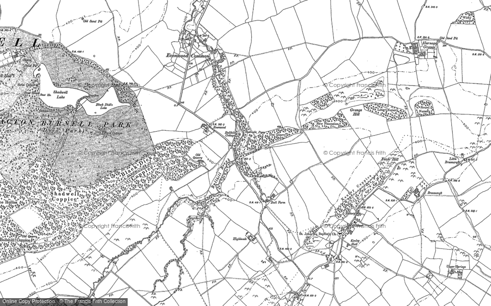 Old Map of Historic Map covering Broomcroft in 1882