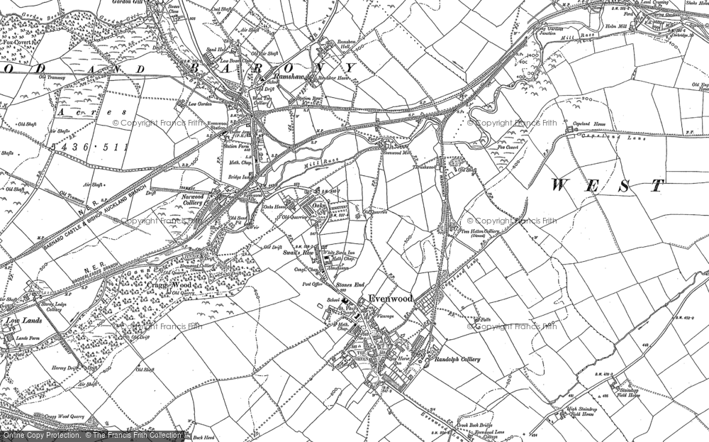 Old Map of Evenwood, 1896 in 1896