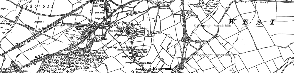 Old map of Evenwood in 1896