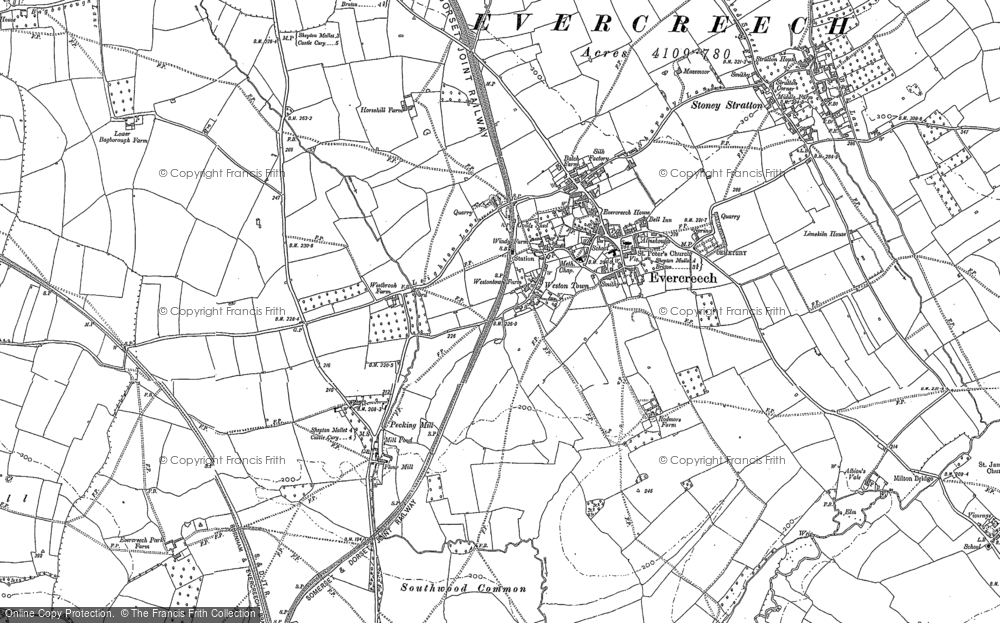 Old Map of Evercreech, 1884 - 1885 in 1884
