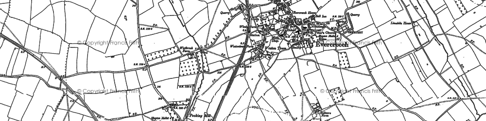 Old map of Evercreech in 1884