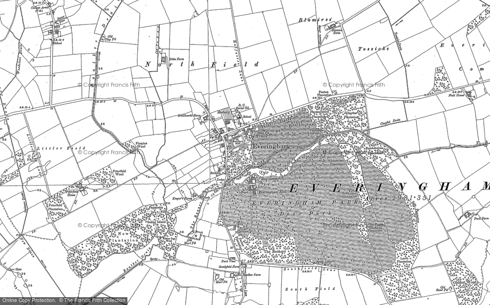 Old Map of Everingham, 1889 - 1890 in 1889