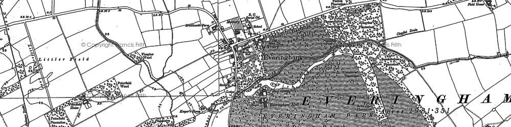 Old map of Everingham in 1889