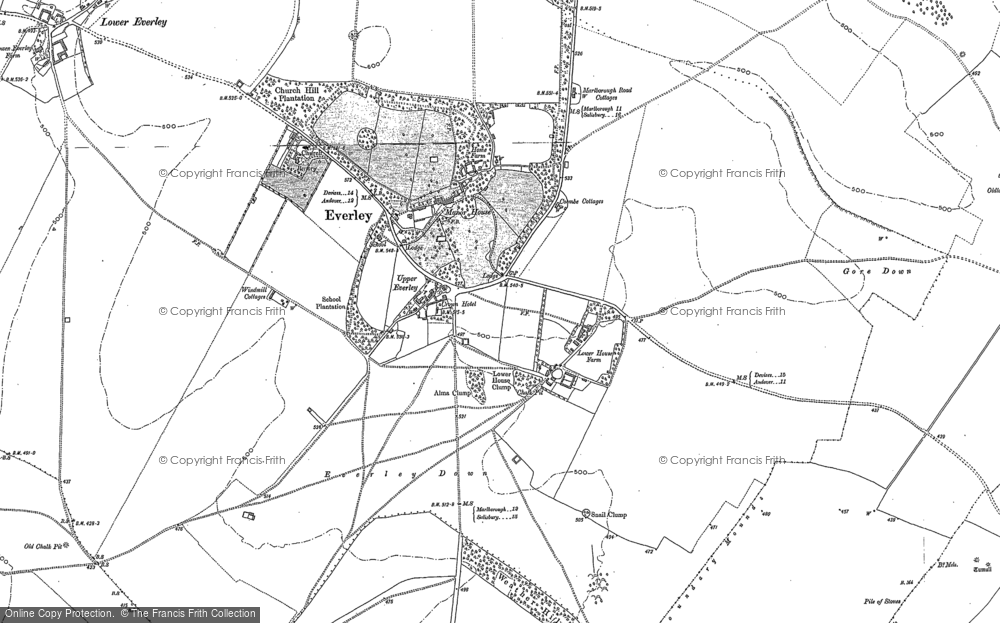Old Map of Historic Map covering East Everleigh in 1899