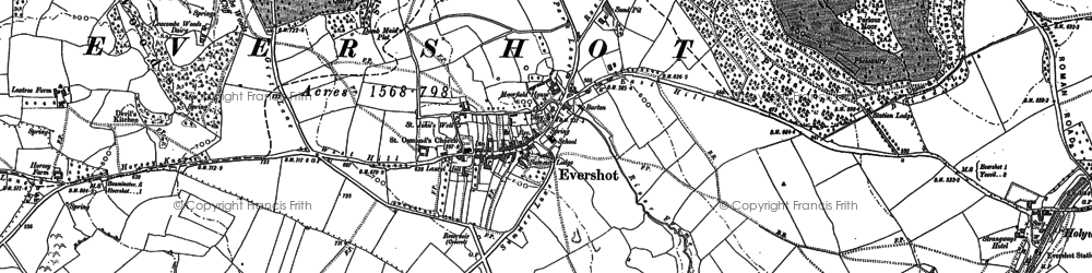 Old map of Evershot in 1887