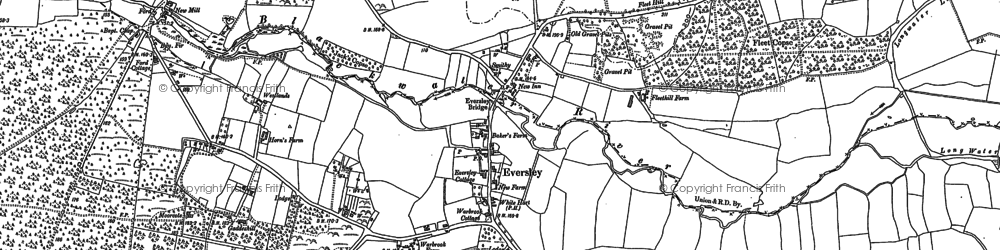 Old map of Eversley in 1909