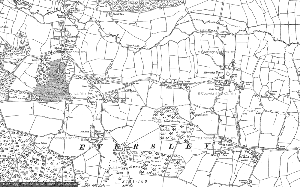Old Map of Eversley Centre, 1909 - 1912 in 1909