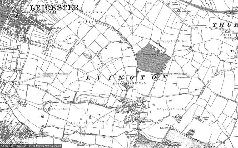 Old Map of Evington, 1884 - 1885 in 1884