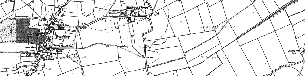 Old map of Ewerby Thorpe in 1887