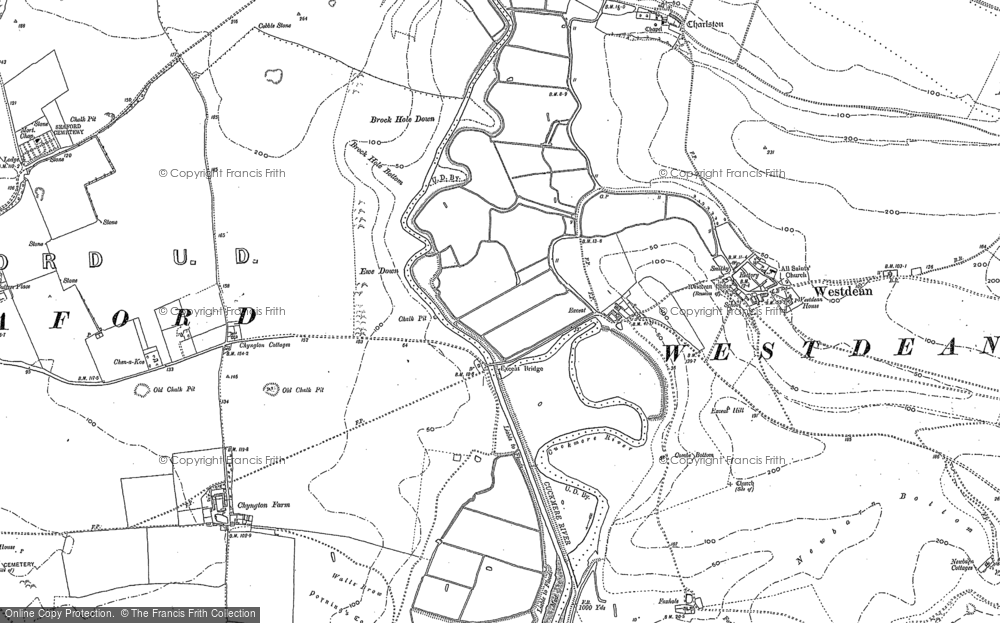 Old Map of Historic Map covering Cuckmere Haven in 1908
