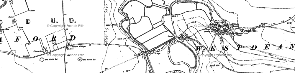 Old map of Exceat in 1908