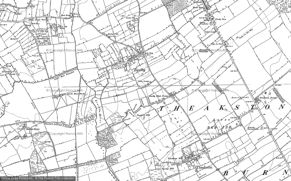 Old Map of Historic Map covering Bromaking Grange in 1891