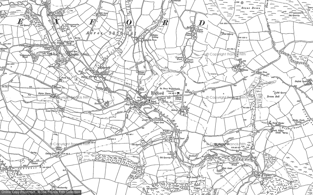 Old Map of Historic Map covering Ashcombe in 1887