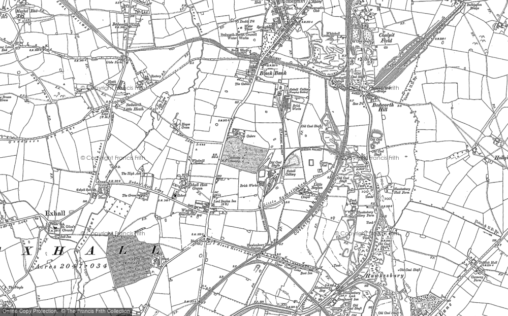 Old Map of Exhall, 1886 - 1887 in 1886