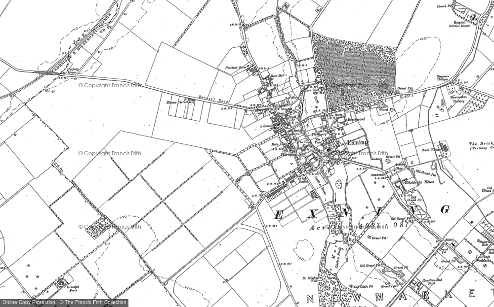 Old Map of Exning, 1884 - 1901 in 1884