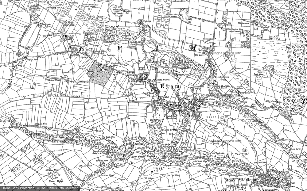 Old Map of Eyam, 1879 in 1879