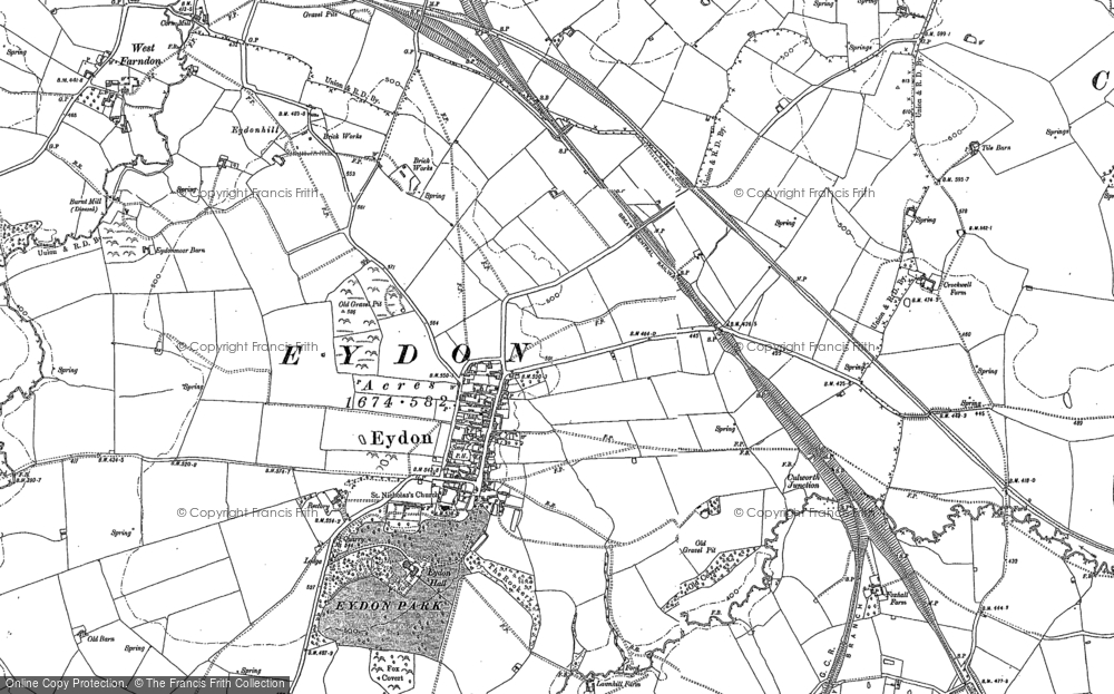 Old Map of Eydon, 1883 - 1899 in 1883
