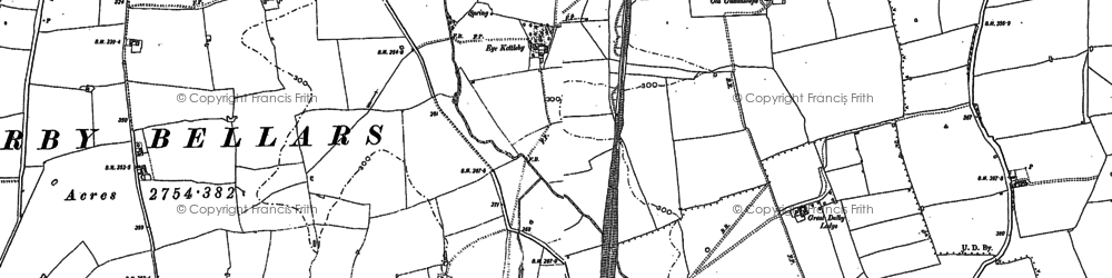 Old map of Eye Kettleby Hall in 1884