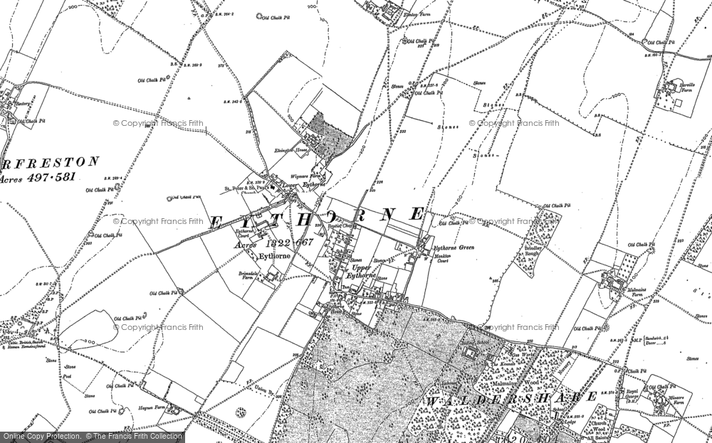 Old Map of Historic Map covering Lower Eythorne in 1872