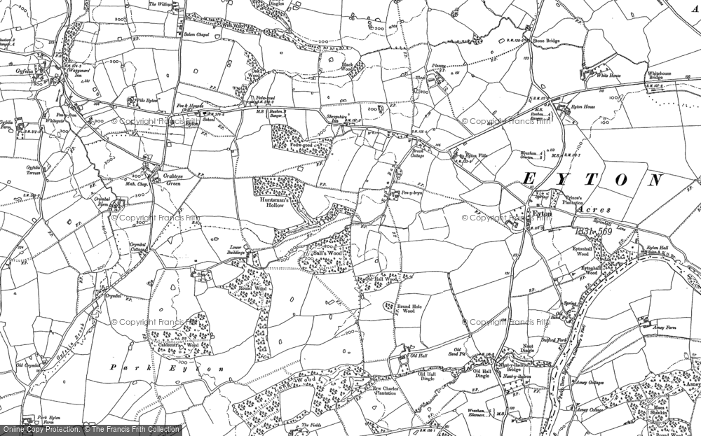 Old Map of Eyton, 1909 in 1909