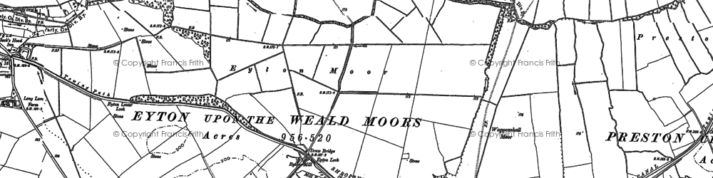 Old map of Eyton upon the Weald Moors in 1881
