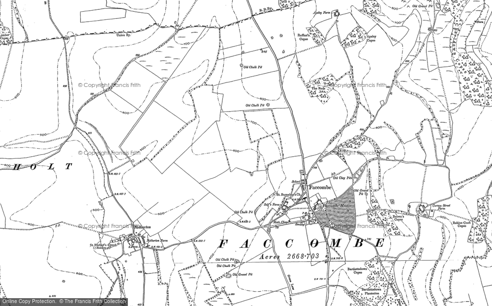 Old Map of Faccombe, 1909 in 1909