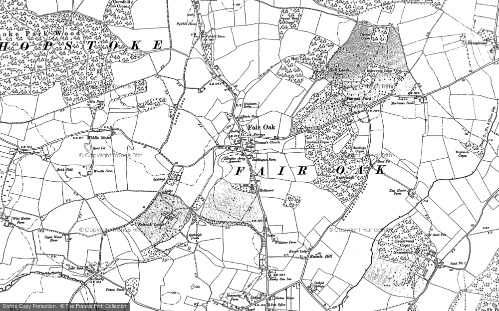 Old Map of Fair Oak, 1895 in 1895