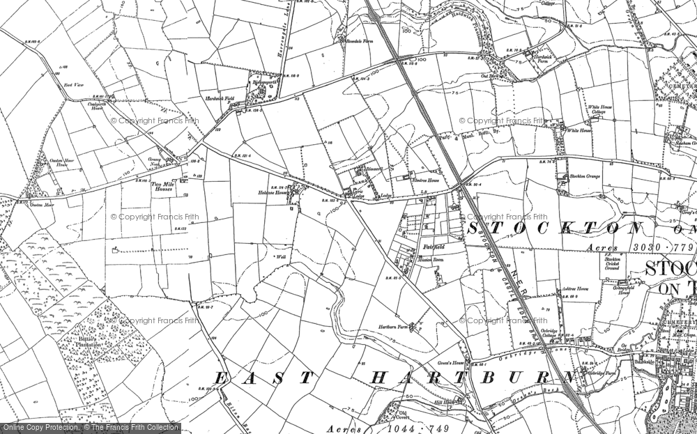 Old Map of Historic Map covering Hartburn in 1914
