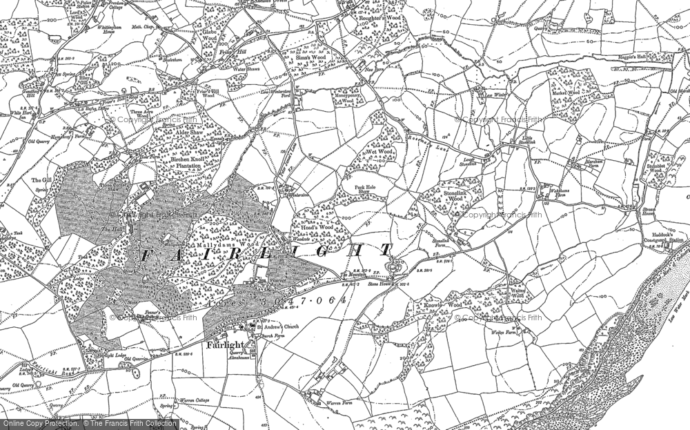 Old Map of Historic Map covering Fairlight Cove in 1907
