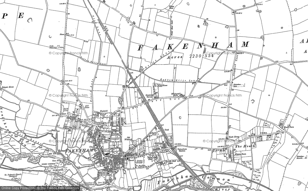 Old Map of Fakenham, 1885 in 1885