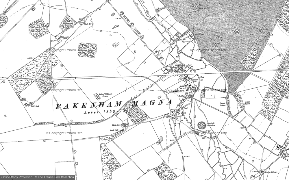 Old Map of Fakenham Magna, 1882 in 1882