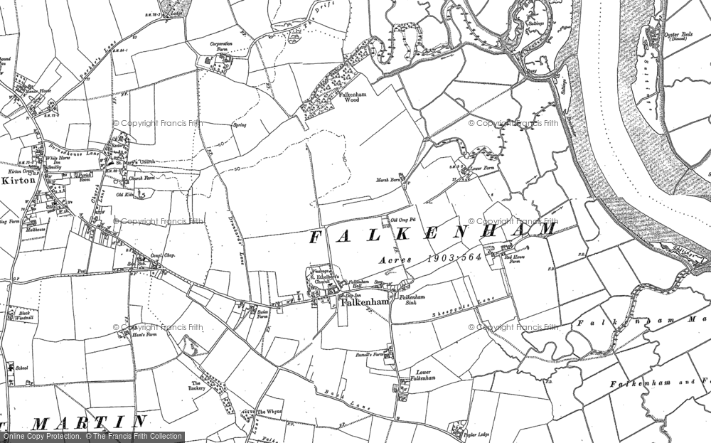 Old Map of Falkenham, 1881 - 1902 in 1881