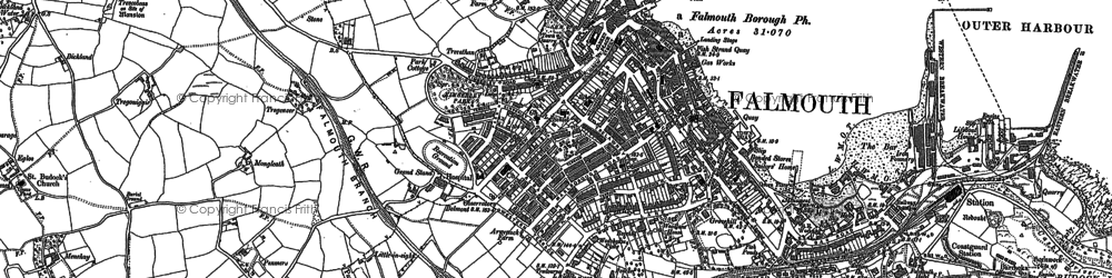 Old map of Falmouth in 1906