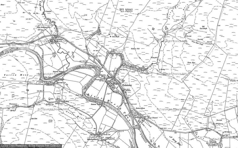 Old Map of Falstone, 1896 in 1896