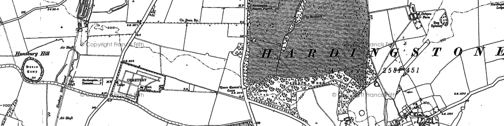 Old map of Far Cotton in 1883