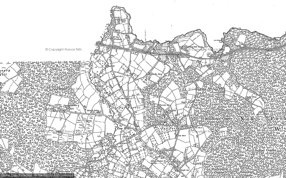 Old Map of Historic Map covering Brandlodge Coppice in 1898