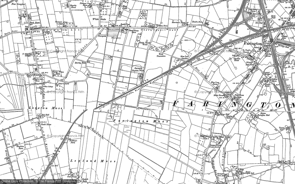 Old Map of Farington Moss, 1892 - 1893 in 1892