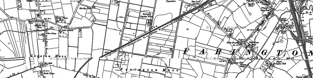 Old map of Farington Moss in 1892