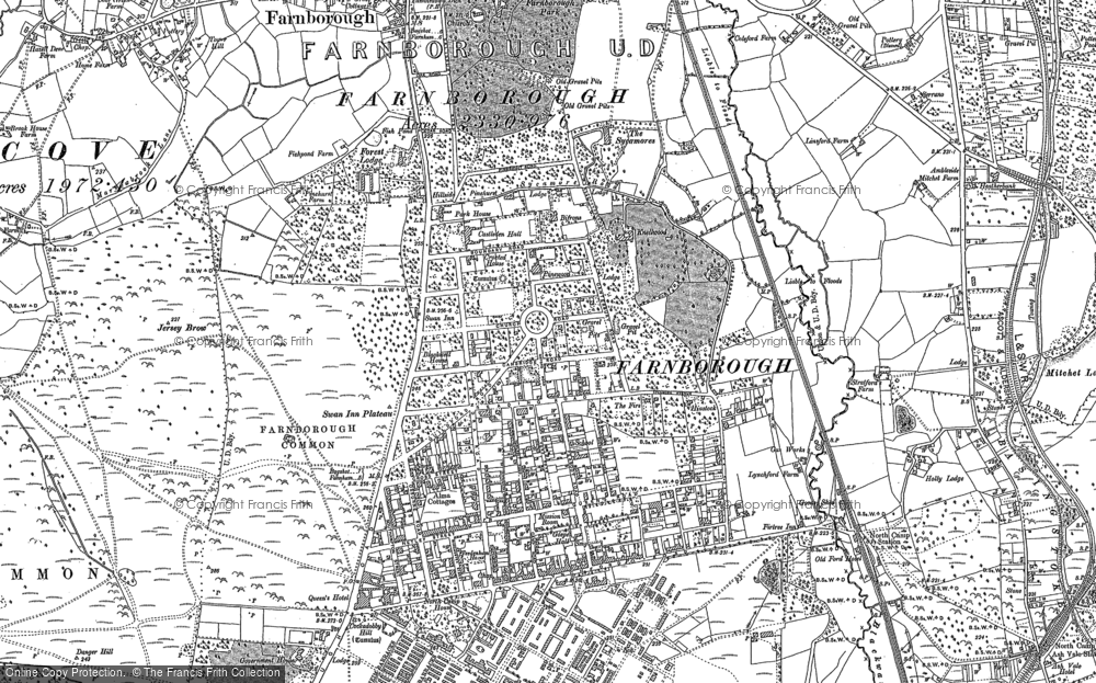 Old Map of Historic Map covering South Farnborough in 1909