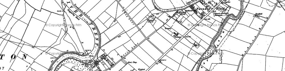 Old map of Fosse Way (Roman Road) in 1886