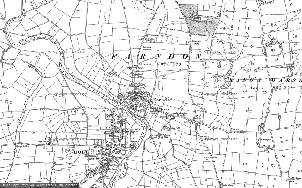Old Map of Farndon, 1909 in 1909