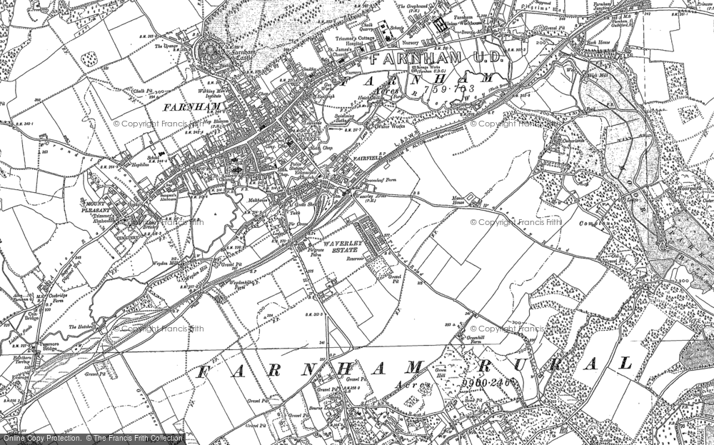 Old Map of Farnham, 1913 in 1913